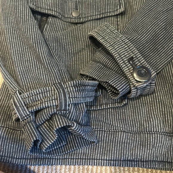 EUC FREE PEOPLE railroad knit pin stripe black grey jacket size S/M - Picture 16 of 16